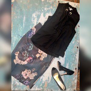 Blouse with Gold Details and Neck Tie